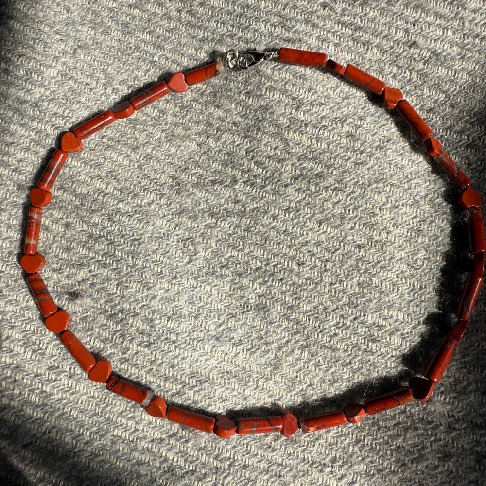 handmade red jasper heart necklace